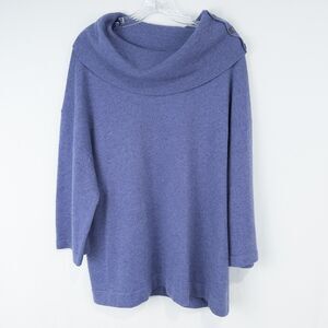 Jones New York 100% Cashmere Cowl Neck Drop Sleeve Sweater Womens 1X Purple